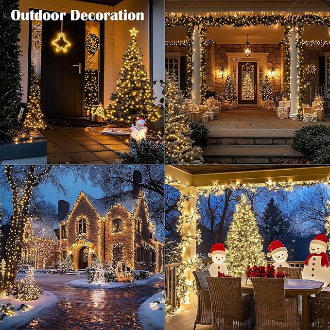 Fairy Lights Plug in,66FT 200LEDs Waterproof Led String Lights,8 Modes Remote Twinkle Light for Outdoor Indoor Christmas Wedding Birthday Garden Party Decorations,Silver Wire,Warm White