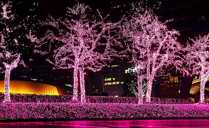 612 Vermont 100 Pink Christmas Lights on a White Wire String, UL Approved, Indoor/Outdoor Use, 18’ of Lighted Length, 20’ of Total Length