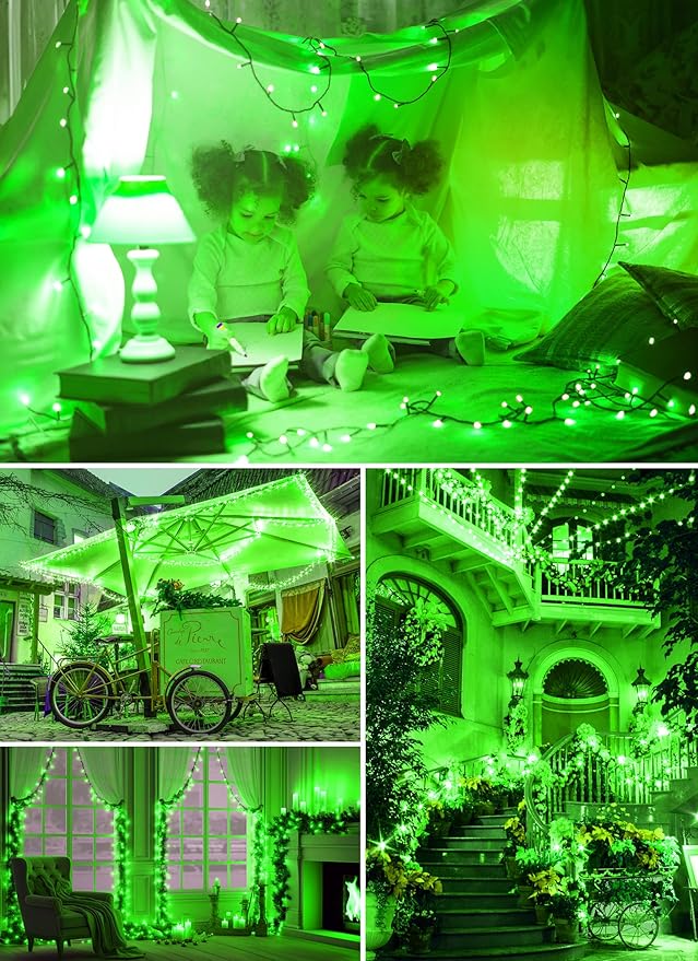 Brightown 100LED Solar String Lights Outdoor, Solar Powered Lights IP65 Waterproof for Party Garden Yard Home Holiday Tree Decoration Lighting (Green, 100LED-2PACK)