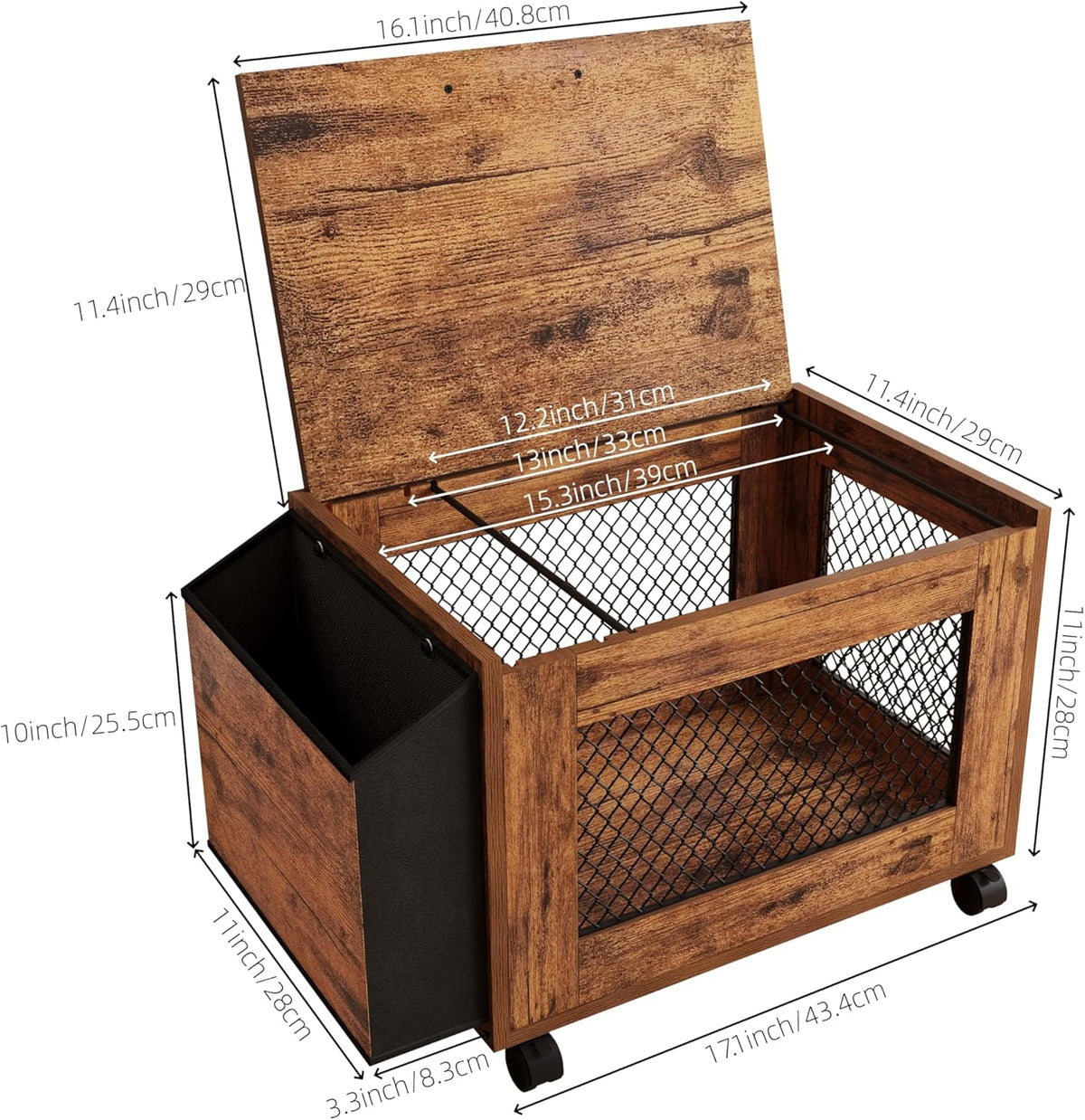 Rolling File Cabinet Cart,Under Desk Small Filing Cabine,Hanging File Organizer Box with Lid,Side Pocket for Letter/Legal Size, Wood Mobile Document Storage Basket for Home Office (Rustic Brown)