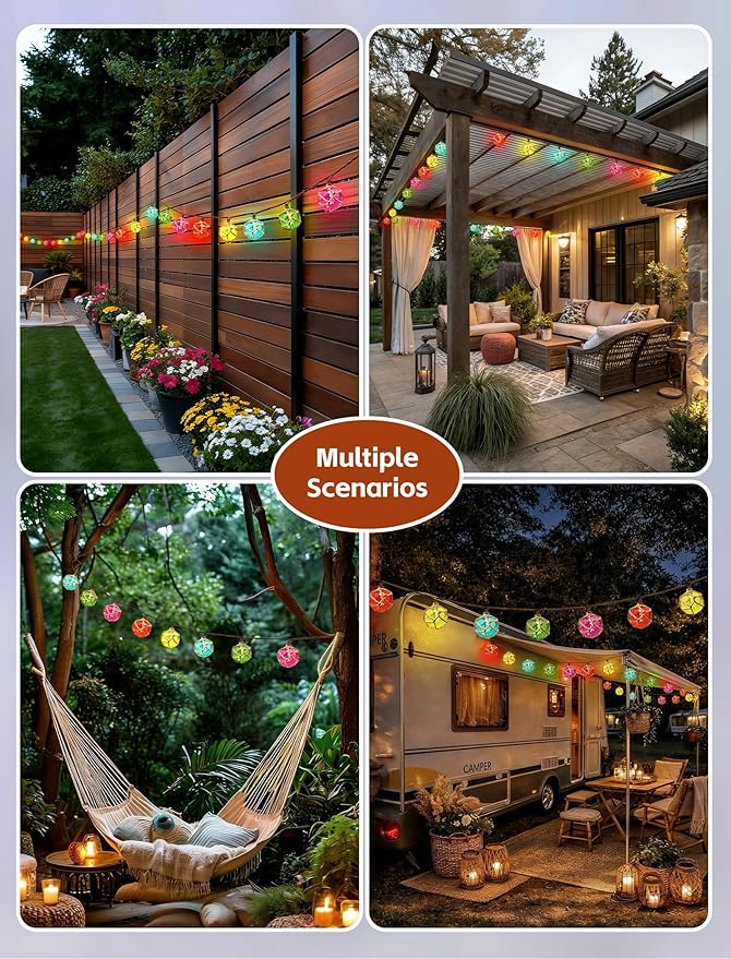 8.5 Ft Nautical Fishing Float String Lights, Plug in Beach Themed Buoy Lights Set of 10 LED Tiki Bar Lights Indoor Home Decor and Outdoor Patio Decorations-Multicolor