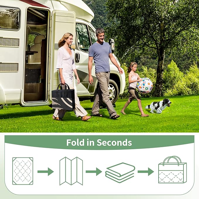 GENIMO Outdoor Rug 5' x 8' Waterproof for Patio Clearance, Reversible Plastic Straw Camping Carpet, Lightweight Rugs Mats for Rv, Backyard, Deck, Porch, Picnic, Balcony, Mix-Black & Brown