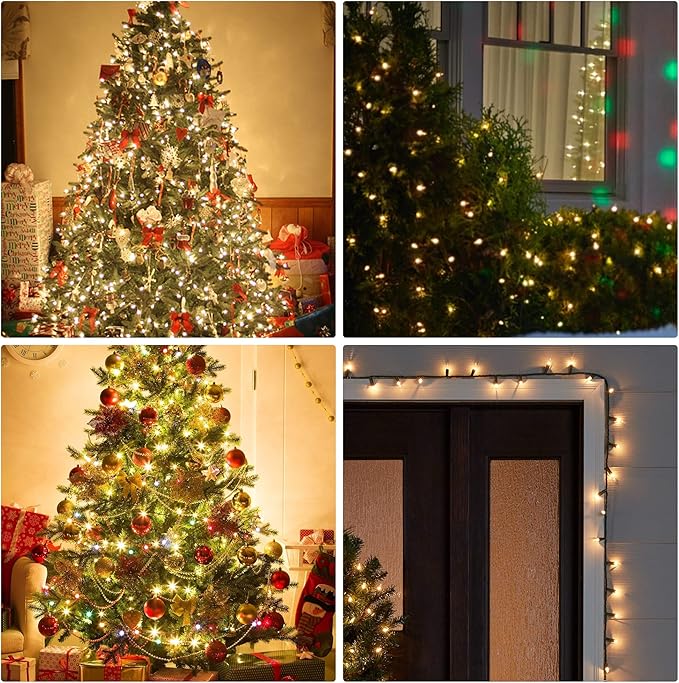 Dazzle Bright Christmas Mini String Lights, 40FT 200 Count Incandescent Waterproof Fairy Lights Plug in, Connectable Christmas Decorations for Indoor Outdoor Home Party Garden Yard, Warm White