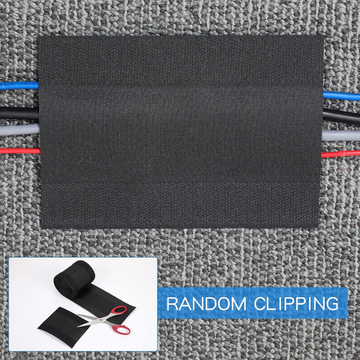 WILLBOND Carpet Cord Cover Cable Grip Floor Cover Cable Protector Management Only for Commercial Office Carpet(Black,59.06 ft)
