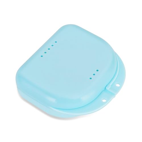 Annhua Dental Mouthguard Container Orthodontic Retainer Case with Vent Holes, Denture Holder Box Clear Aligner Case Slim for Household|Travel|Office - Bluish - Light & Easy to Carry