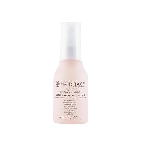 Hairitage Argan Oil Hair Oil Spray for Frizzy, Curly + Dry Damaged Hair - Lightweight Hair Oil Conditioner for Women + Men - Styling + Finishing + Control Flyaways - Moisturize + Repair Hair