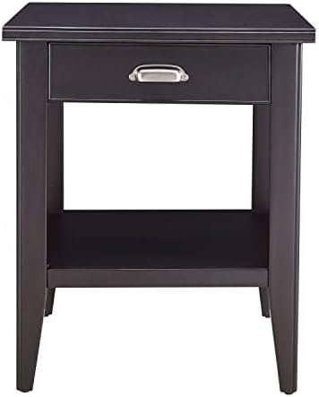 Leick Home Laurent End Table, Solid Wood, 1 Drawer, Bottom Display Shelf, Easy Assembly, for Bedroom/Living Room, Black, 24.0 in L x 20.0 in. W x 24.0 in. H, 10507-BK