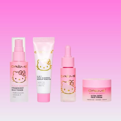 THE CRÃME SHOP X HELLO KITTY SKINCARE ESSENTIALS - KLEAN BEAUTYâ¢ 4PC TRAVEL BAG SET