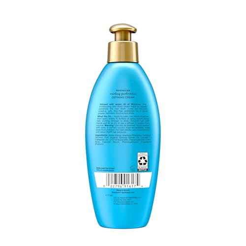 OGX Argan Oil of Morocco Curl-Defining Styling Cream, Anti-Frizz Curl Cream for Curly Hair & All Textures, Cold-Pressed Argan Oil, Paraben-Free, Sulfate-Free Surfactants, Curly Hair Products, 6 oz