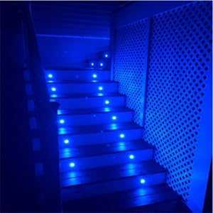 Recessed LED Deck Light Kit, 20pcs 10Lm In Ground Outdoor Landscape LED Lighting for Stair Patio Garden Floor Corner Sauna Room Bathroom, Waterproof IP65, 12V Low Voltage, Blue