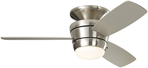 Harbor Breeze Mazon 44-in Brushed Nickel Flush Mount Indoor Ceiling Fan with Light Kit and Remote (3-Blade)