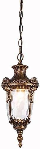 Solar Garden Lights Outdoor Hanging Lantern Rainproof Glass Ceiling Pendant Light Villa Courtyard Gazebo Corridor Suspension Lighting E27 Porch Balcony Drop Lamp (Color : Bronze-s-1637cm)