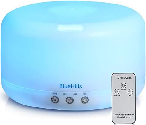 BlueHills Premium Set of Two Large 1000 ML and 2000 ML XL Essential Oil Diffusers Humidifier Combo for Large Room Home with Décor LED Lights Great Gift – Value Pack of Dark Wood Grain