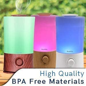 BlueHills Premium 2000 Ml Set of 2 Large Essential Oils Diffusers for Large Rooms Big Capacity Models Adjustable Cool Mist Great Gift – Value Pack of 2 Wood Grain and White