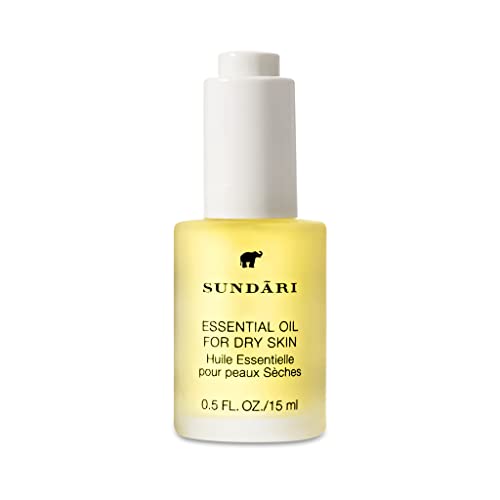 SUNDARI Essential Oil for Dry Skin, 0.5 Fl Oz, Combats Dryness, Fades Fine Lines for Soft, Smooth Skin, Rose & Orange Oils, Penetrates Deeply