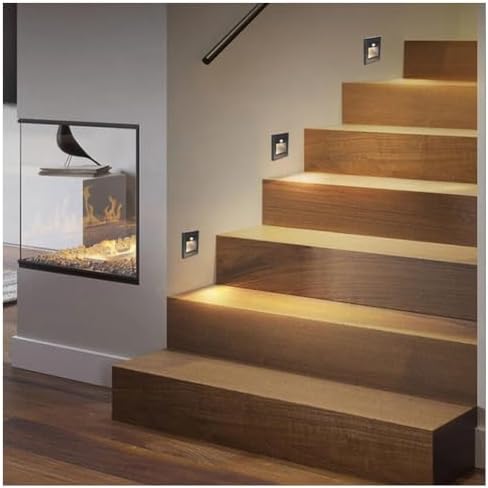 5Pcs 3W Warm White LED Stair Lights with Motion Sensor, Wall-Mounted Indoor Step Lamps - Silver Finish