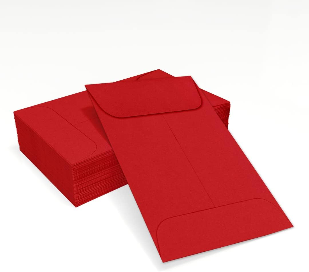LUXPaper #1 Coin Envelopes in 80 lb. Ruby Red, Envelopes for Coin Collections, Stamps, and More, w/Moistenable Glue, 1000 Pack, Envelope Size 2 1/4 x 3 1/2 (Red)