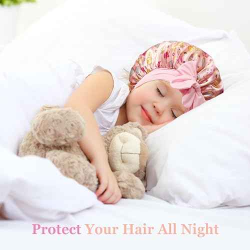 2 PCS Kids Bonnets for Girls, Silk Bonnet for Kids, Satin Bonnet for Sleeping, Baby Toddler Tie Bonnet Sleep Cap