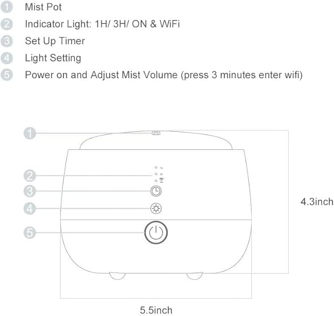 Humidifiers Aroma, Silent Fog, Smart, Can Be Connected to WiFi, Use App Control, Better Sleep and Breathing