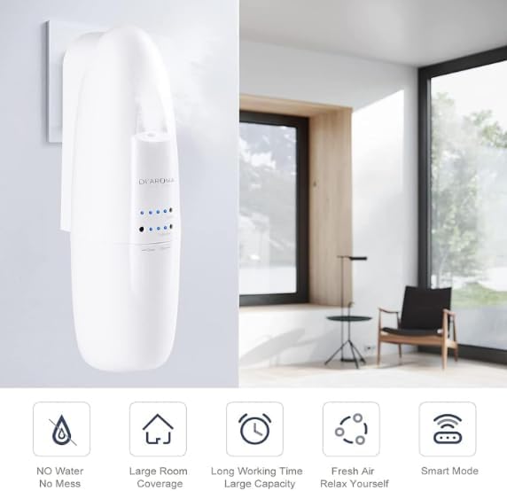 Di’Aroma Plug in Waterless Diffuser with Bluetooth App Control, Cold Air Nebulizing Scent Diffuser Machine, Air Freshener Diffuser for Home, Office & Spa, Up to 500 Sq Ft (2 Pack of Black)