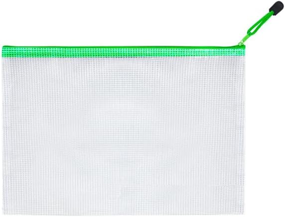 Mesh Zipper Pouch Bag,A3 Zipper Bag for Organizing Storage, Waterproof Zipper Pouch, 17" x 12"/44cm x 32cm, File Bag for School and Office Supplies (Green)