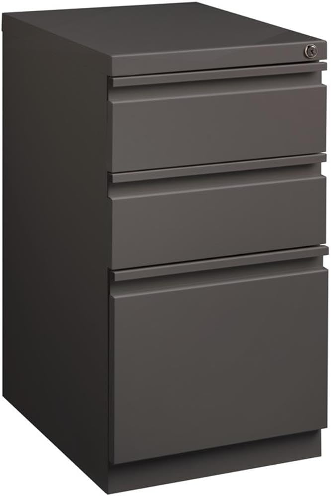 BOWERY HILL 20" 3-Drawer Modern Metal Mobile Pedestal File Cabinet in Espresso