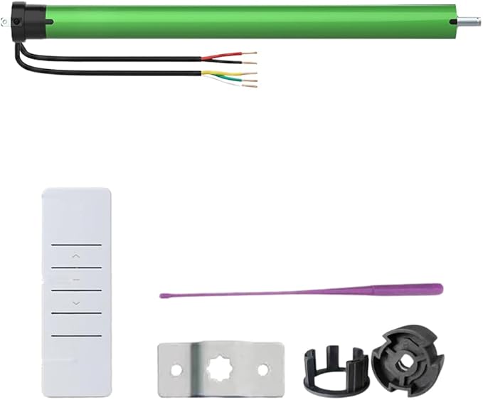 DC24V Tubular Motor for Motorized Roller Shades, Heavy Duty Dry Contact Blind Motor with Remote Control, 35mm Electric Shutter Motor, Ultra-Quiet Copper (10 N.m for Φ50mm (2") Round Tube)