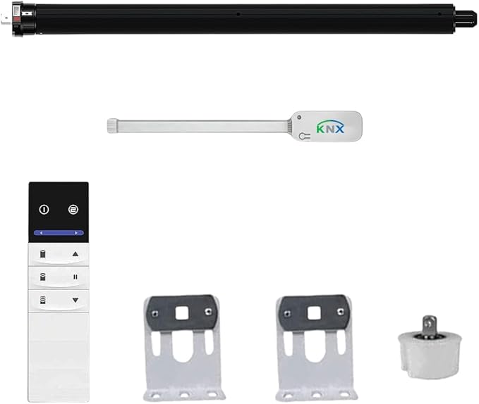KNX Smart Tubular Motor 120V, Heavy Duty Electric Roller Shade Engine, Wired Automation Blind Drive, 433MHz Remote, Quiet Lift for Wood Blinds & Screens (20 N.m for Φ55mm （2-1/8") Octagonal Tube