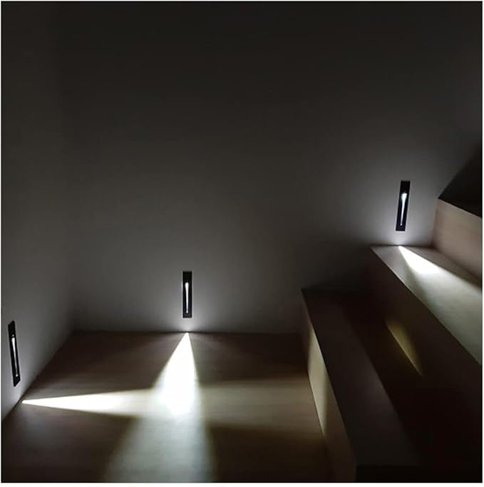 10Pcs Modern Stairway Lights LED Lights for Stair Railing Embedded LED Step Lighting 3W AC85-265V Not Waterproof, for Stair/Decks/Steps/Hallway/Movie Theater Corridor 6000K Brushed Gold