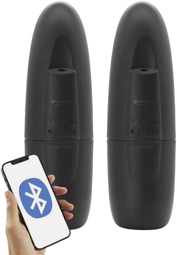 Di’Aroma Plug in Waterless Diffuser with Bluetooth App Control, Cold Air Nebulizing Scent Diffuser Machine, Air Freshener Diffuser for Home, Office & Spa, Up to 500 Sq Ft (2 Pack of Black)