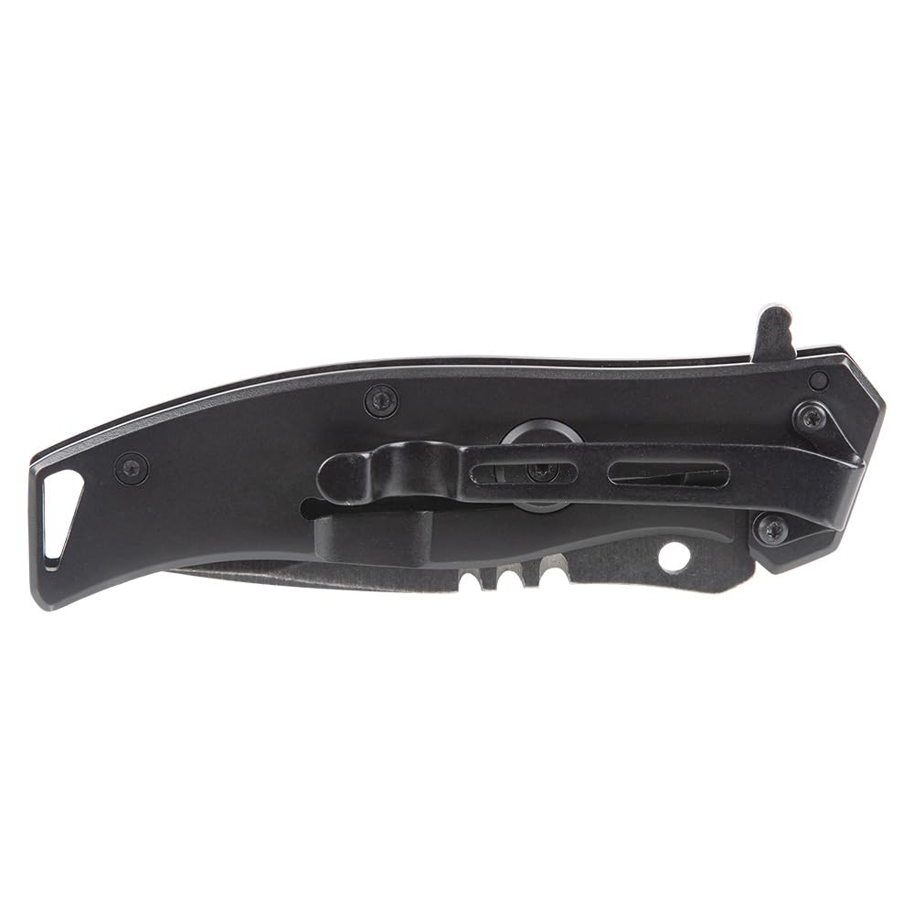 Klein Tools 44228 Folding Pocket Knife, Electricians EDC Knife, Black with Stainless Steel Blade, Bearing Assist Flipper Open, Belt Clip