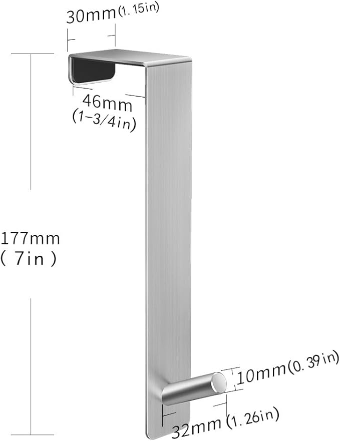 ARTOYS Over The Door Hooks (4 Pack) - Fits 1.75" Thick Doors - Heavy Duty 304 Stainless Steel - Holds 50Lbs per Hook - Silver - Single Door Hooks for Office, Bedroom