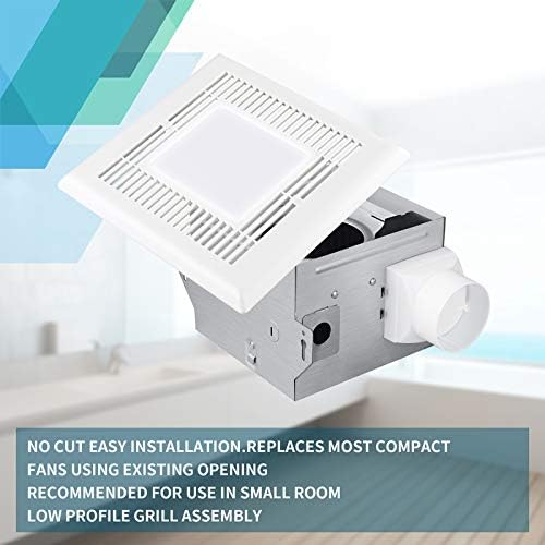 Tech Drive Very-Quiet 70 CFM, 2.0 Sone Bathroom Ventilation and Exhaust Fan With LED light 4000K 600LM(70CFM),Ceiling Mounted Fan,Easy to Install