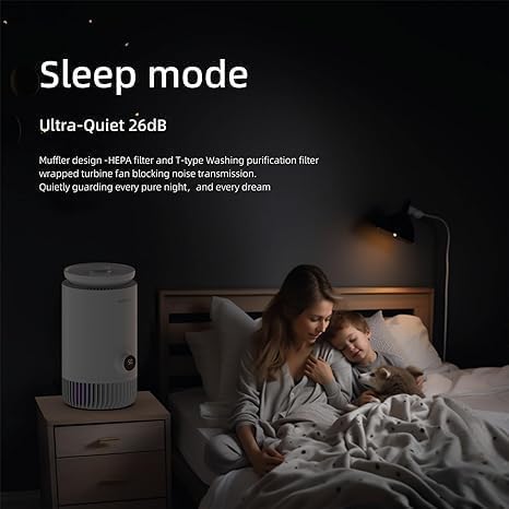 2 in 1 Air Purifier and Evaporative Humidifier Combo for Bedroom, H13 True HEPA Filter, Cool Mist-Free Air Humidifiers Pets Dust Smoke Pollen T3pro, White