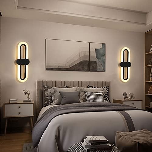 Bedroom Bedside Modern Minimalist Living Room Background Wall Led Three-Color Light-Changing Wall Lamp Simple Aisle Balcony Lamp, Lighting Chandelier