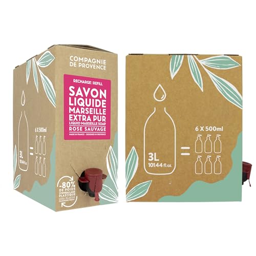 Compagnie de Provence Savon de Marseille Extra Pure Liquid Soap, Wild Rose, 101.4 Fl Oz Eco Refill