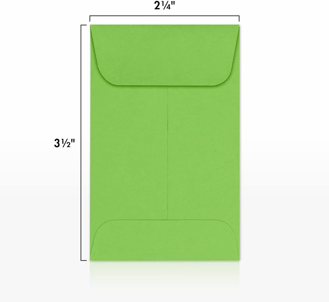 LUXPaper #1 Coin Envelopes | 2 1/4" x 3 1/2" | Limelight Green | 80lb. Text | 500 Qty