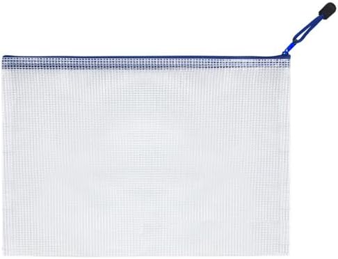 Mesh Zipper Pouch Bag,A3 Zipper Bag for Organizing Storage, Waterproof Zipper Pouch, 17" x 12"/44cm x 32cm, File Bag for School and Office Supplies (Blue)