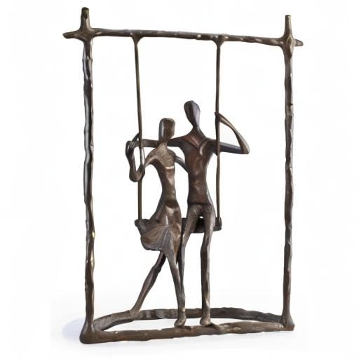 Danya B. Contemporary Metal Art Shelf Décor - Cast Bronze Sculpture - Couple on a Swing for Home and Office Decor, Makes Great Anniversary, Wedding and Valentine's Day Gift
