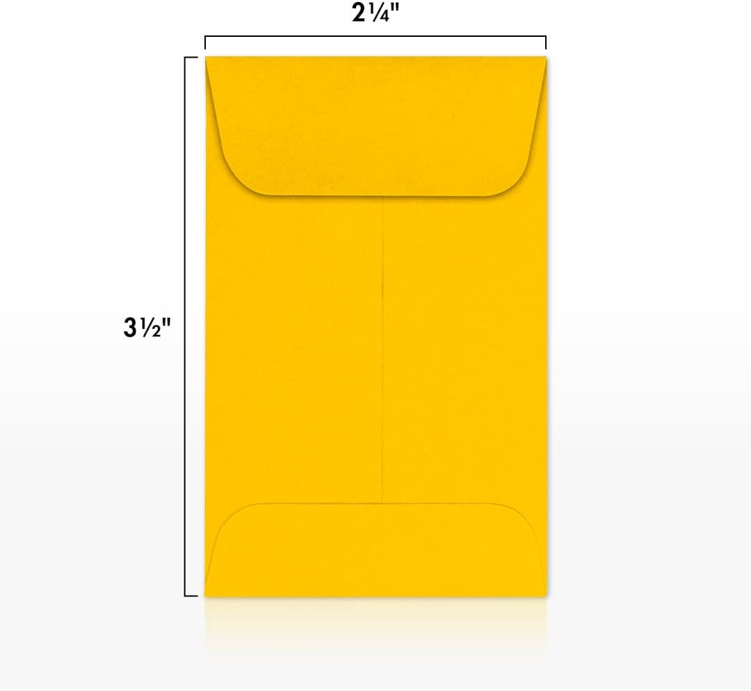 LUXPaper #1 Coin Envelopes | 2 1/4" x 3 1/2" | Sunflower Yellow | 80lb. Text | 250 Qty