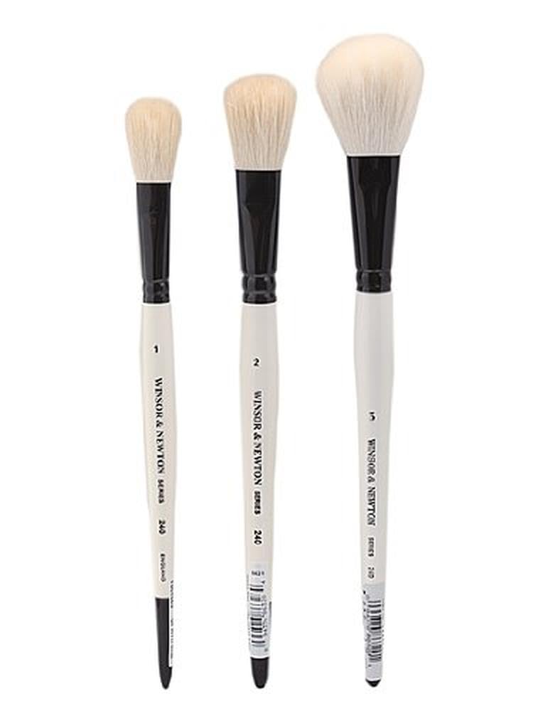 Winsor & Newton 5224001 Series 240 Goat Hair Short Handle Brush-Wash #1, 1