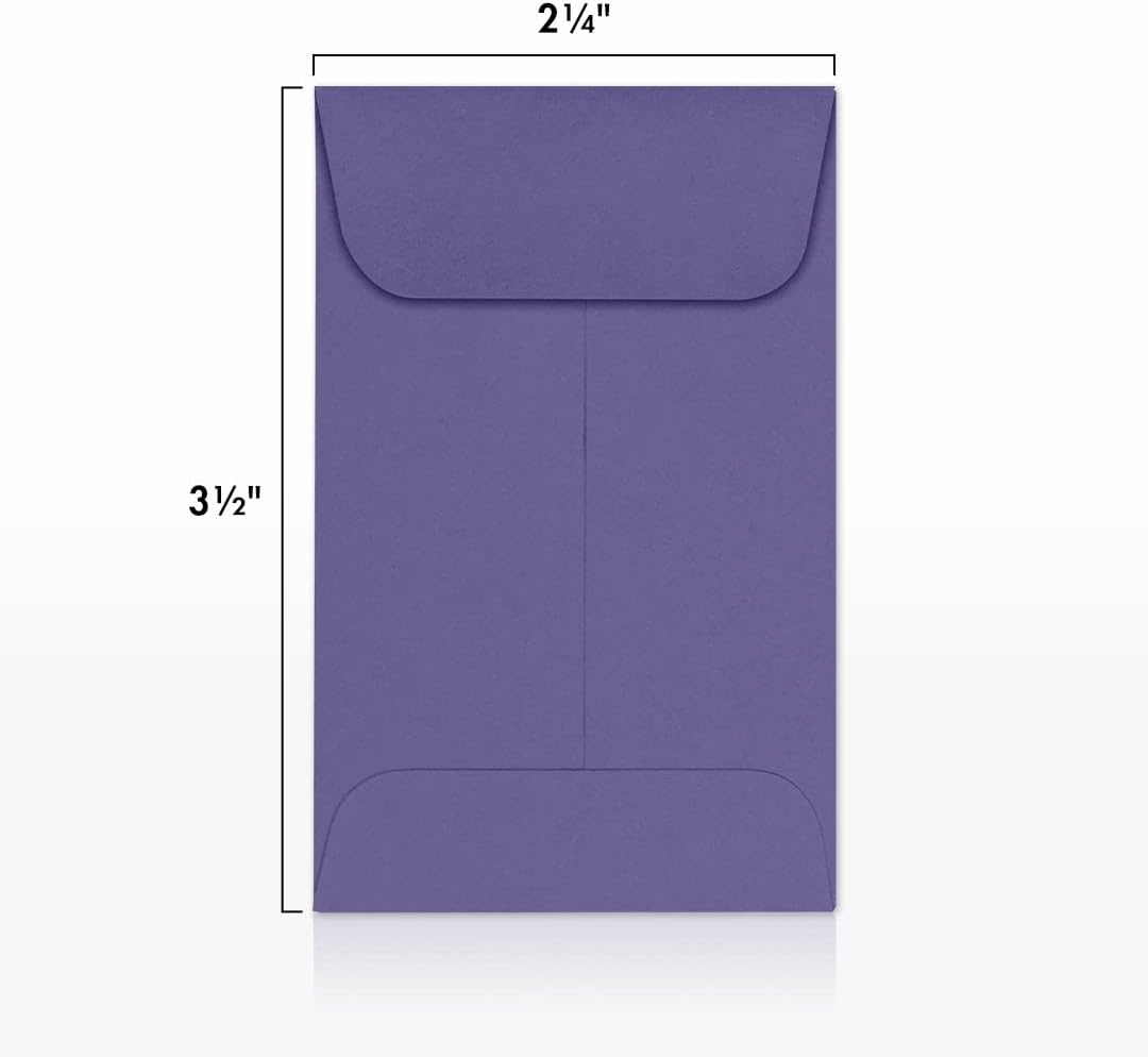 LUXPaper #1 Coin Envelopes | 2 1/4" x 3 1/2" | Wisteria Purple | 80lb. Text | 1,000 Qty