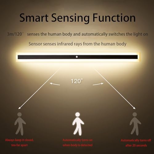 Modern LED Indoor Wall Light with Motion Sensor, Adjustable 3000K/4500K/6000K, Rectangle Aluminum Sconces for Cabinet, Wardrobe, Office, Bedroom, Corridor Lighting