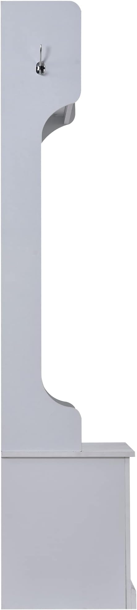 Retro 3-in-1 39.4INCH Hall Tree with 6 Hooks and Coat Hanger,Storage Bench and Open Shelves,for Livingroom Hallway Entryway Mudroom Use (White@Hooks/)