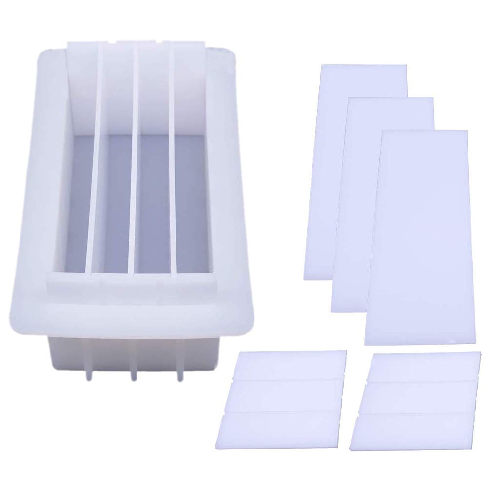 JOONOR Silicone Loaf Soap Mold Dividers 8" Acrylic Partition Clapboard Rectangular White Mould DIY Handmade Swirl Making Tool"