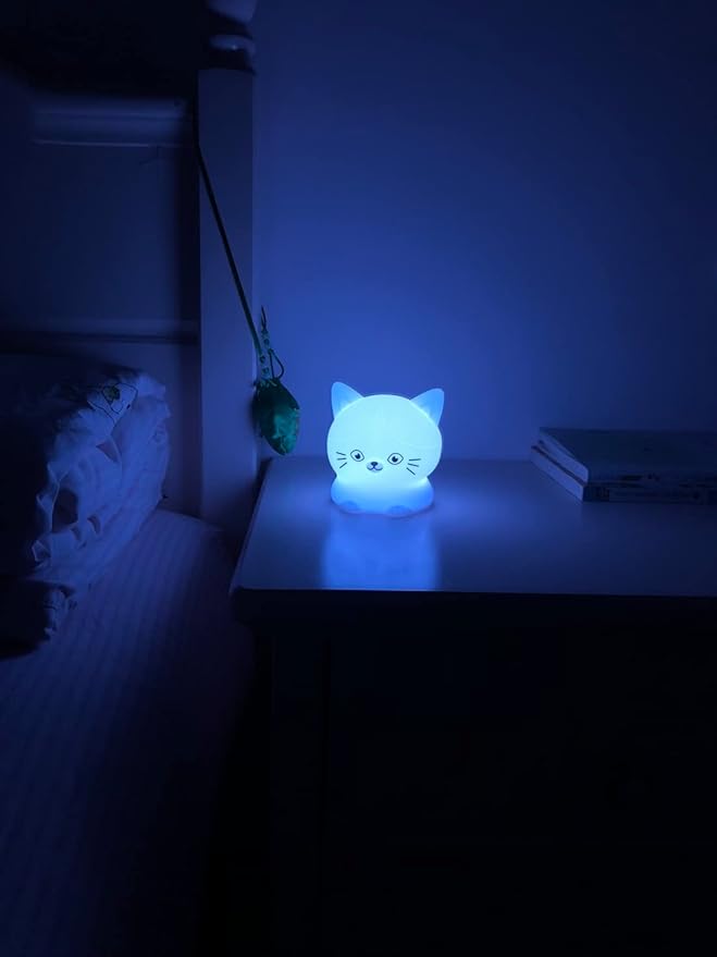 Cat Night Lights Children's Room Lighting, Toddler Bedroom Sleep Lights Bedside lamp - 9 Colors Lamps Room Decor for Toddlers/Boys/Girls/Adults/Bedroom/Bathroom/Outdoor/Camping - Medium