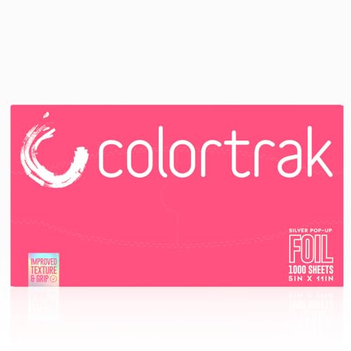 Colortrak Embossed Sheets Silver Aluminum Foil Pop-up Dispenser, 1000 Pre-cut Sheets Non-slip Textured for Hair Foil Coloring and Highlighting Applications, Silver, 5 x 11