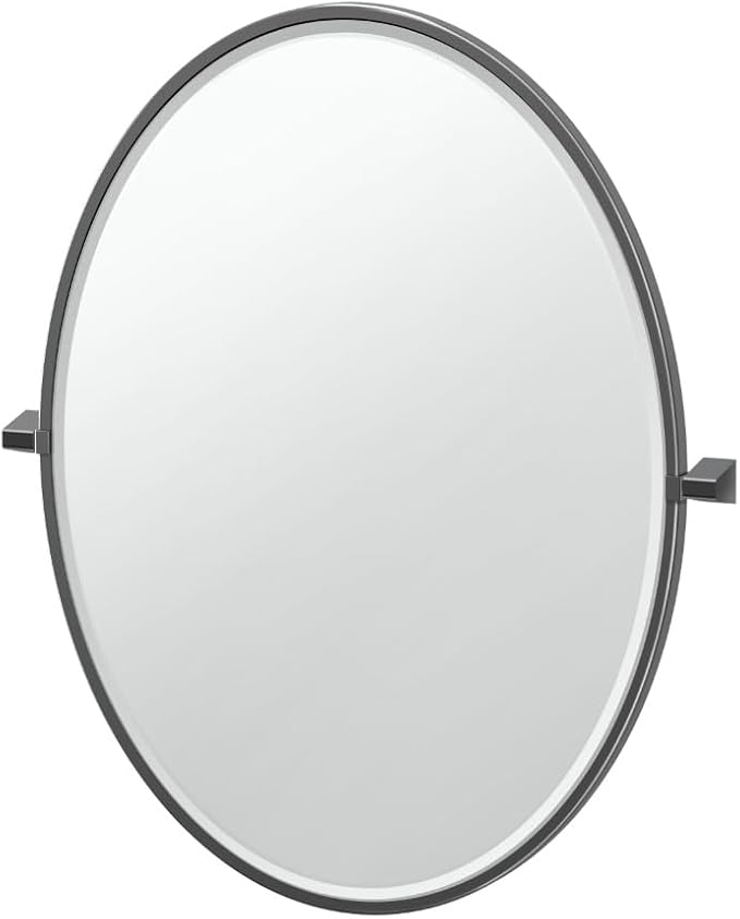 Gatco 5659XFLG A-Line 32" H Framed Oval Mirror, Matte Black