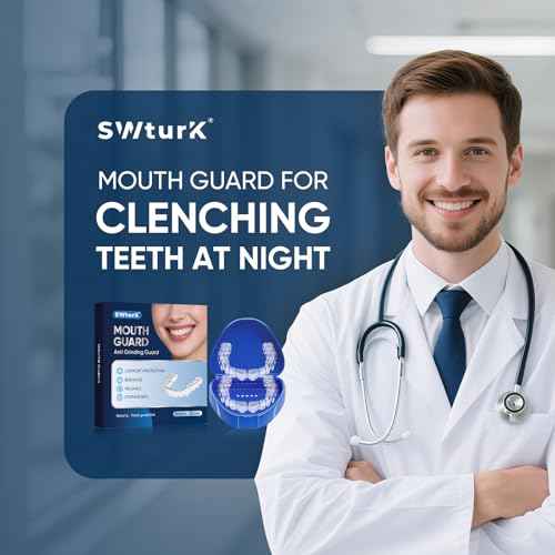 Mouth Guard for Clenching Teeth at Night, Mouth Guard for Grinding Teeth at Night, Comfortable & Reusable Adult Teeth Grinding Mouthguards for Sleeping, Includes 4pcs & 1 Travel Case