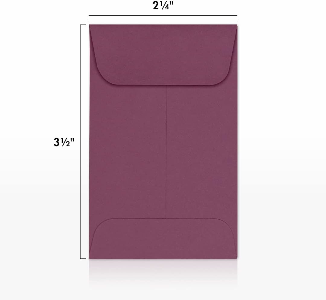 LUXPaper #1 Coin Envelopes | 2 1/4" x 3 1/2" | Vintage Plum | 80lb. Text | 1,000 Qty